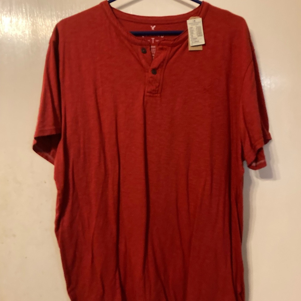 American Eagle Outfitters Red Short Sleeve Tee Casual Cotton